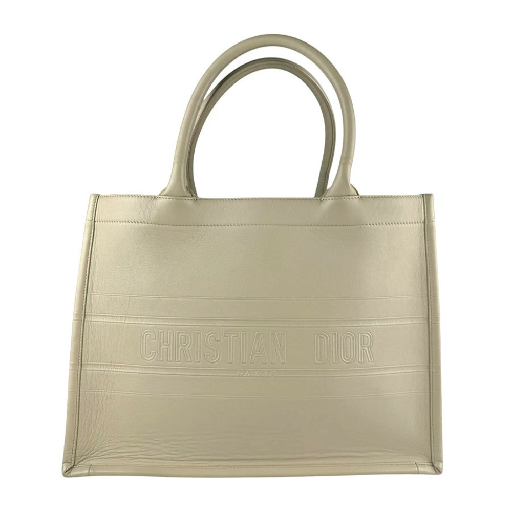 Christian Dior Handbag Book Tote Leather Beige